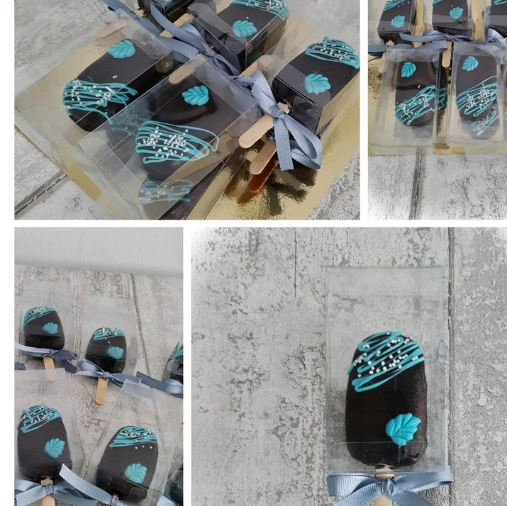 Cake pops presentados individualmente para una celebración