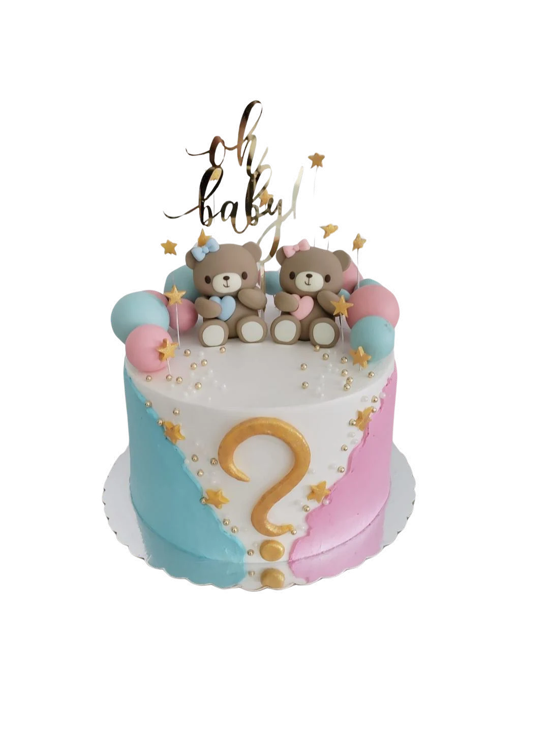 Tarta azul y rosa para una revelación de sexo